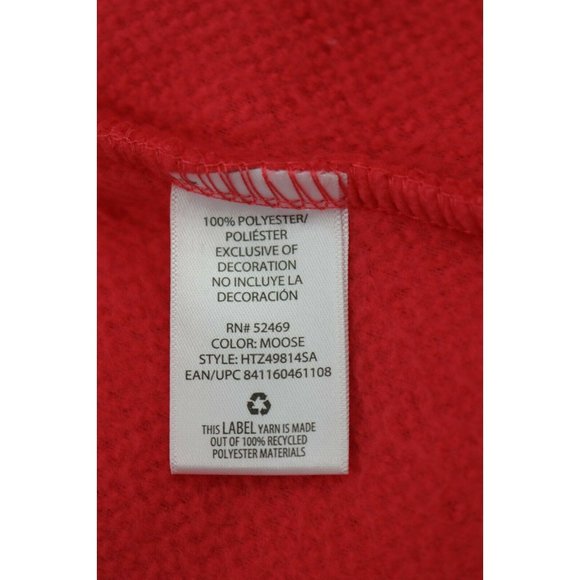 Holiday Time Ladies Red Plush Reindeer Applique Long Sleeve Top Size Small NEW - Picture 4 of 5